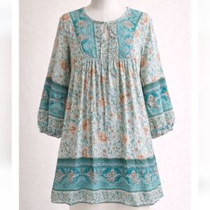 FLORAL PAISLEY BOHO BABYDOLL DRESS